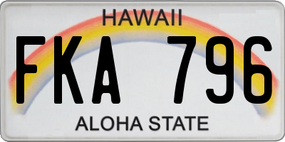 HI license plate FKA796