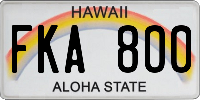 HI license plate FKA800