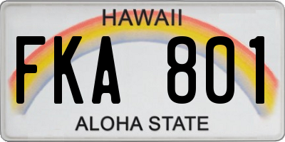 HI license plate FKA801