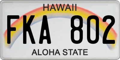 HI license plate FKA802