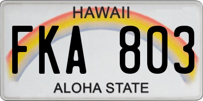 HI license plate FKA803