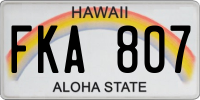 HI license plate FKA807