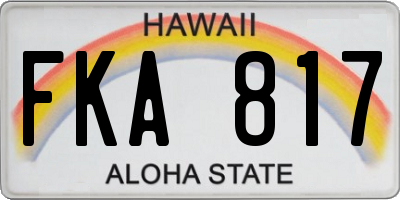 HI license plate FKA817
