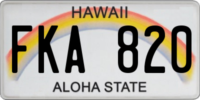HI license plate FKA820