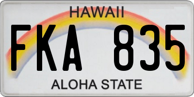 HI license plate FKA835