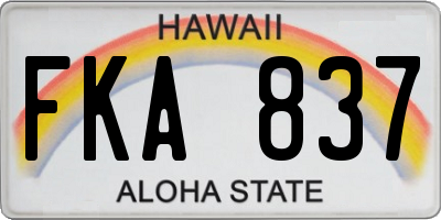HI license plate FKA837