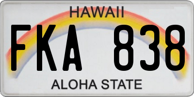 HI license plate FKA838