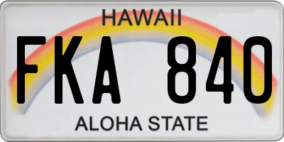 HI license plate FKA840