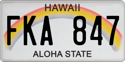 HI license plate FKA847