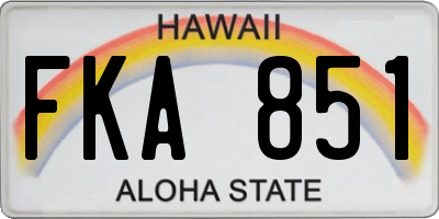 HI license plate FKA851