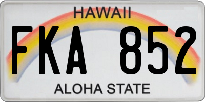 HI license plate FKA852