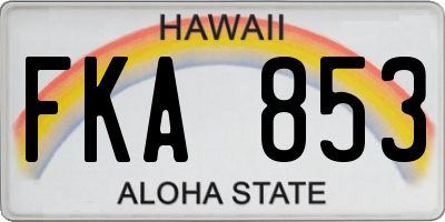 HI license plate FKA853