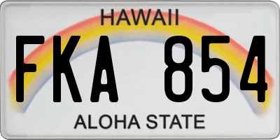 HI license plate FKA854