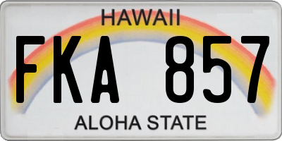 HI license plate FKA857