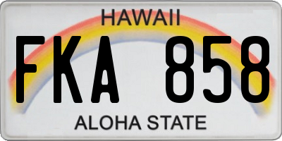 HI license plate FKA858