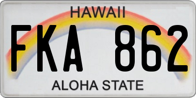HI license plate FKA862