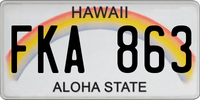 HI license plate FKA863