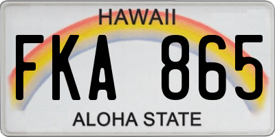 HI license plate FKA865