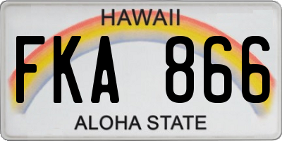 HI license plate FKA866