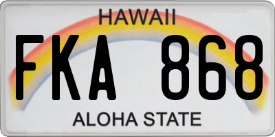 HI license plate FKA868