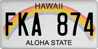 HI license plate FKA874