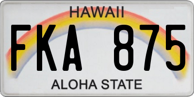 HI license plate FKA875