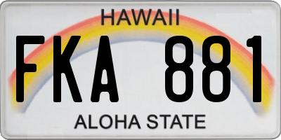 HI license plate FKA881