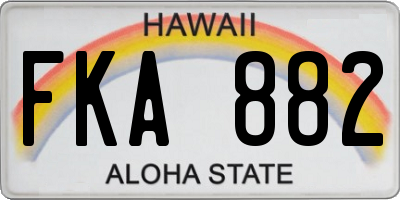 HI license plate FKA882