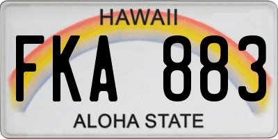 HI license plate FKA883