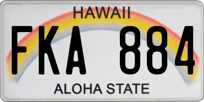 HI license plate FKA884