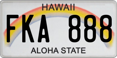 HI license plate FKA888