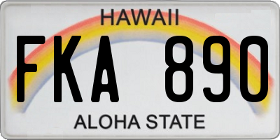 HI license plate FKA890