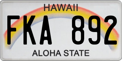 HI license plate FKA892