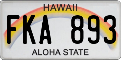HI license plate FKA893