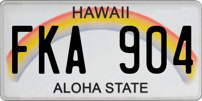 HI license plate FKA904