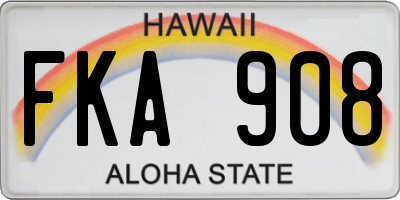 HI license plate FKA908