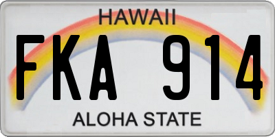 HI license plate FKA914