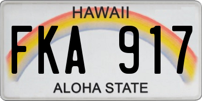 HI license plate FKA917