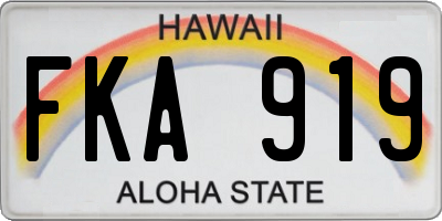 HI license plate FKA919