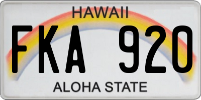 HI license plate FKA920