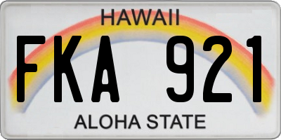 HI license plate FKA921