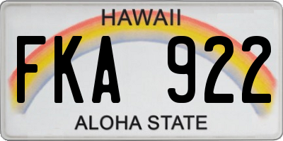HI license plate FKA922