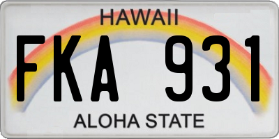 HI license plate FKA931