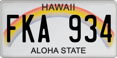 HI license plate FKA934