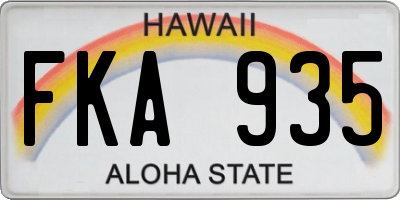 HI license plate FKA935