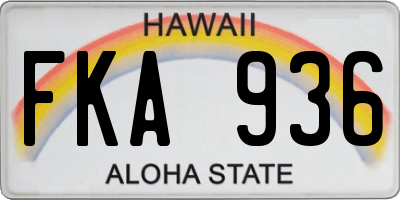HI license plate FKA936