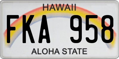 HI license plate FKA958