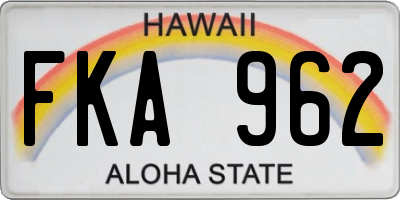 HI license plate FKA962