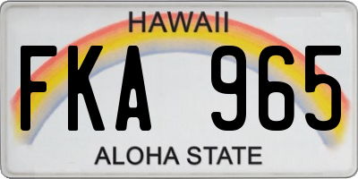 HI license plate FKA965