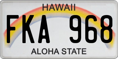 HI license plate FKA968
